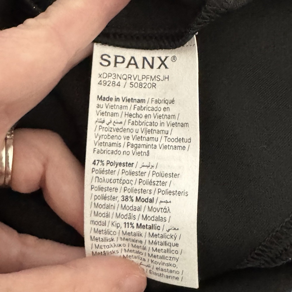 Spanx Air Essentials Half Zip Shine Sweatshirt Black Gold Women's XS 1/2 Zip - Picture 5 of 5